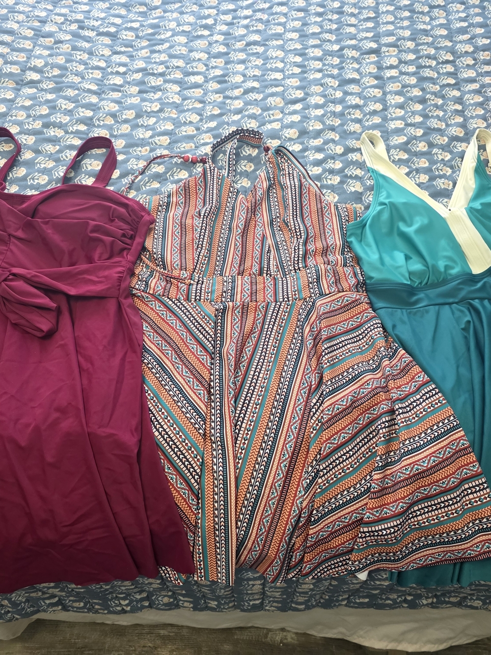 Set Of 3 Multi-Color Patterned Halter SWIMSUITS - Women